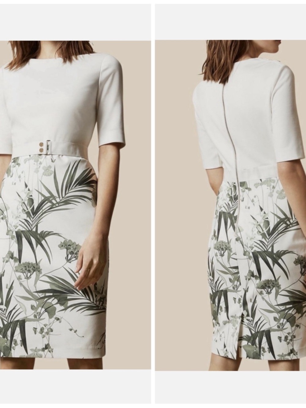 Ted Baker Tyyraa Green Highland Print Sheath Bodycon Dress Ted Size 5 Us Size 12